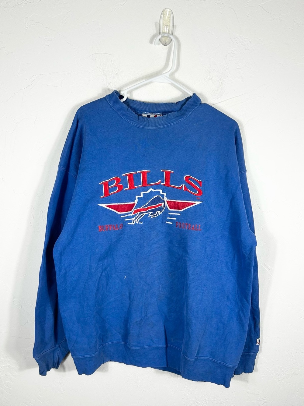 👁️Vintage 90s Logo Athletic Buffalo Bills Crewneck Sweatshirt Blue Embroidered L